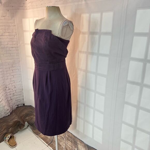 Deletta Anthropologie Purple Strapless fanned bodice cocktail Dress Size M - Picture 4 of 11